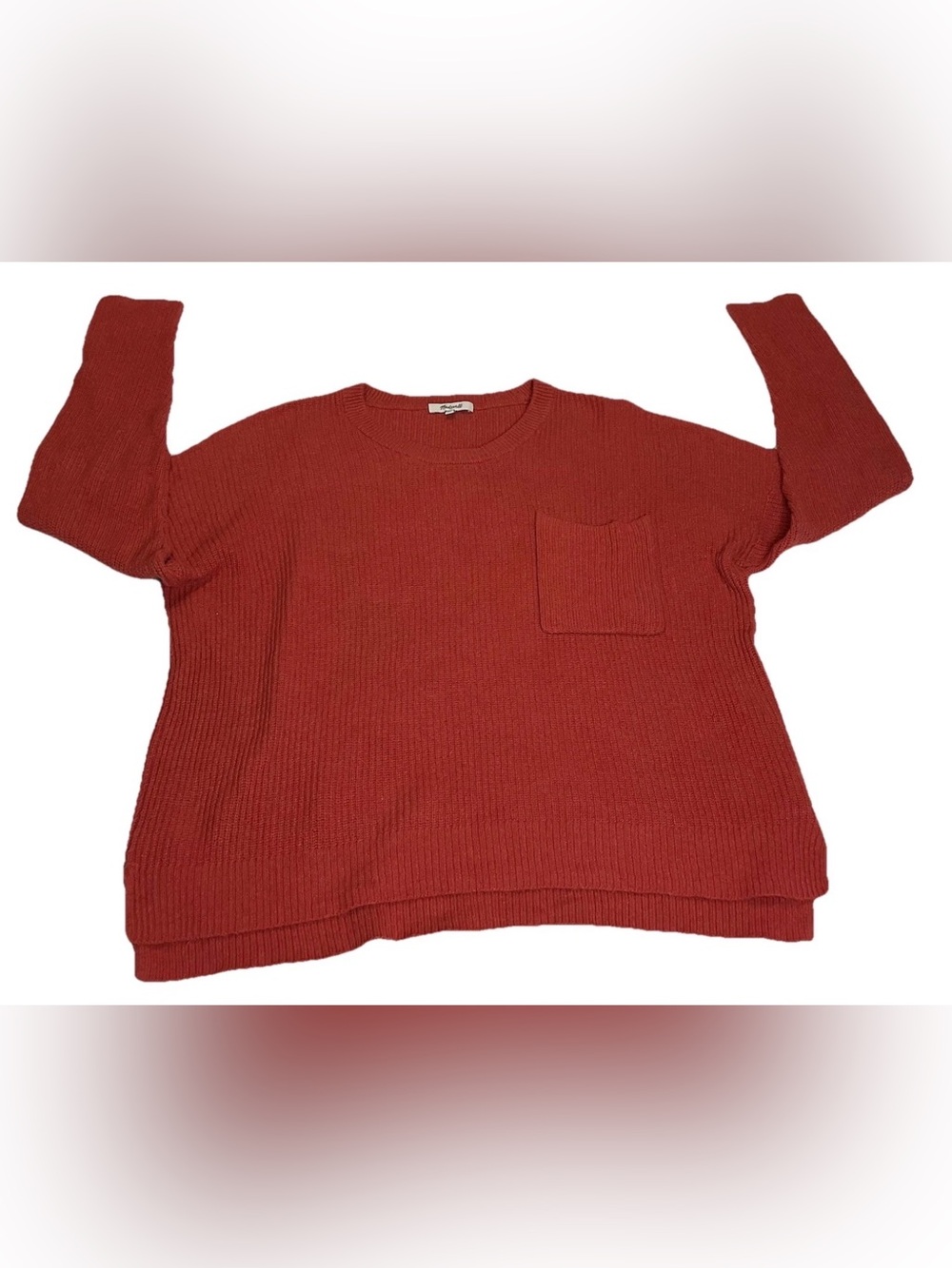 Madewell Ridgeton Knit Pullover Sweater In Rust Women’s Sz XL Crew neck Ribbed
